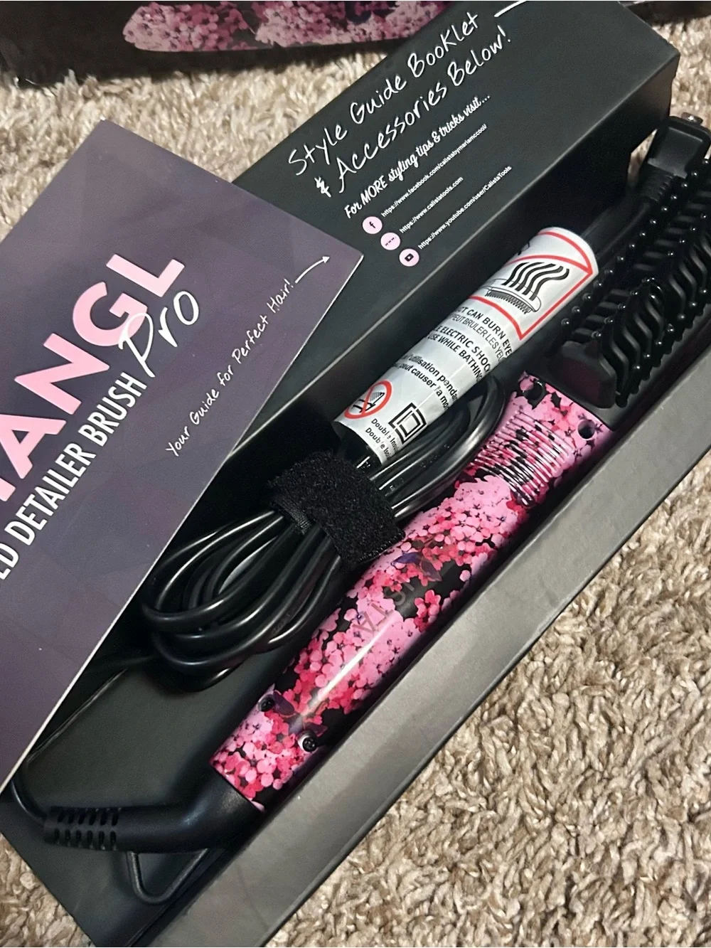 Calista TRIANGLE Heated Detailer Brush Pro - Pink floral